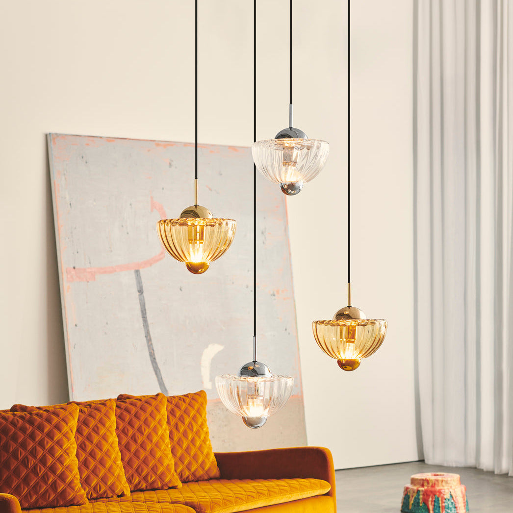 Lotus pendant, Clear/Chrome | Design by Us